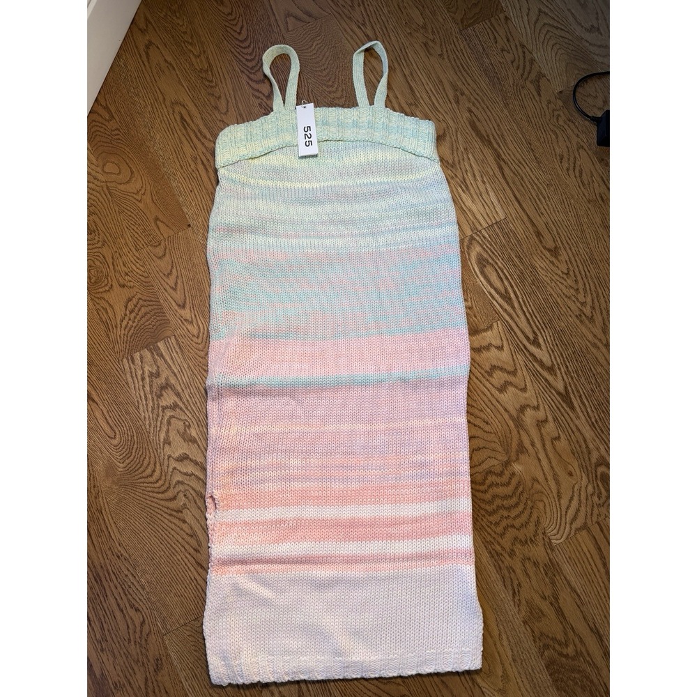 525 America Small Pastel Stripe Sweater Knit Tank Midi Dress SP22S097 NEW